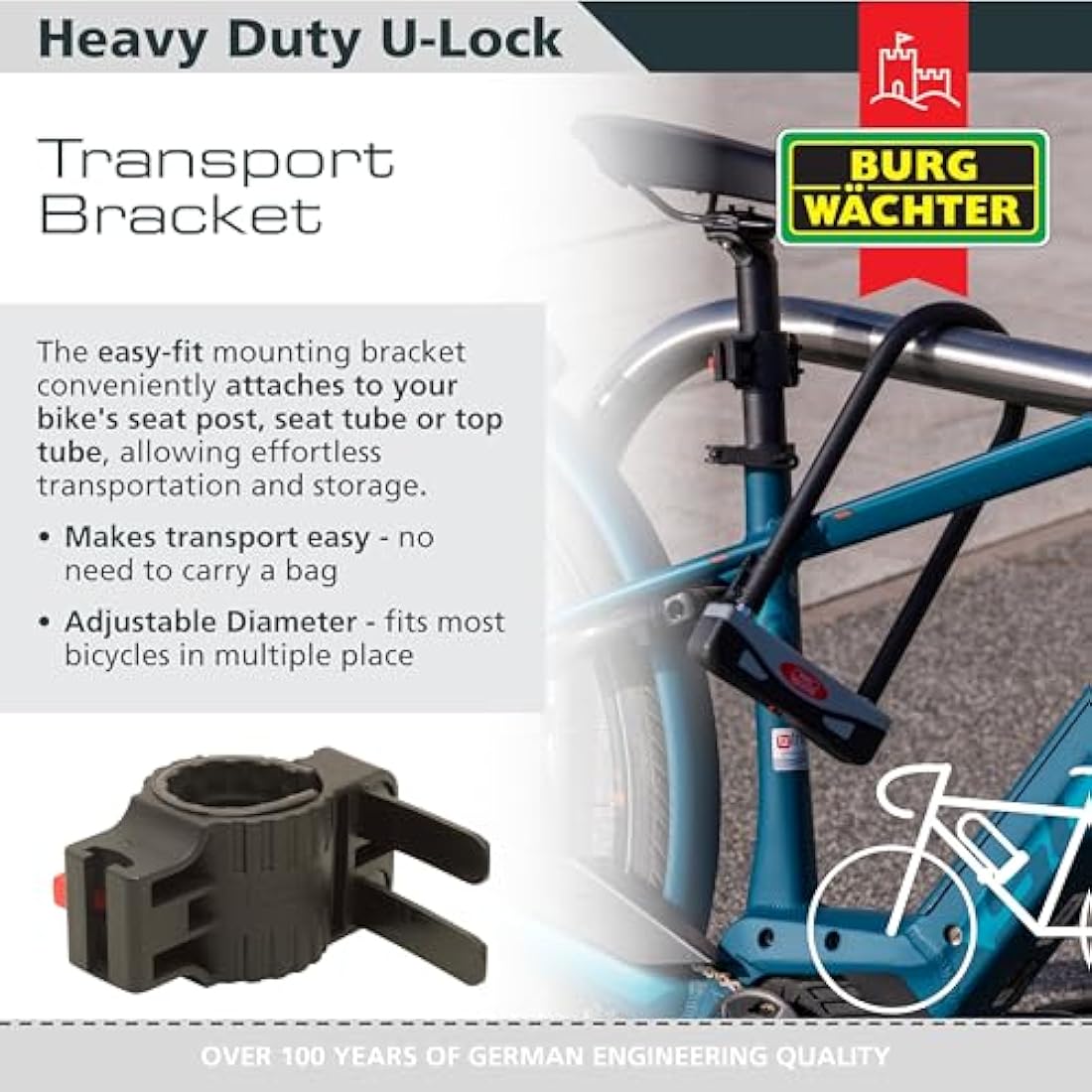 Burg Wachter D Lock – Sold Secure Gold Heavy Duty Bike Lock, Large