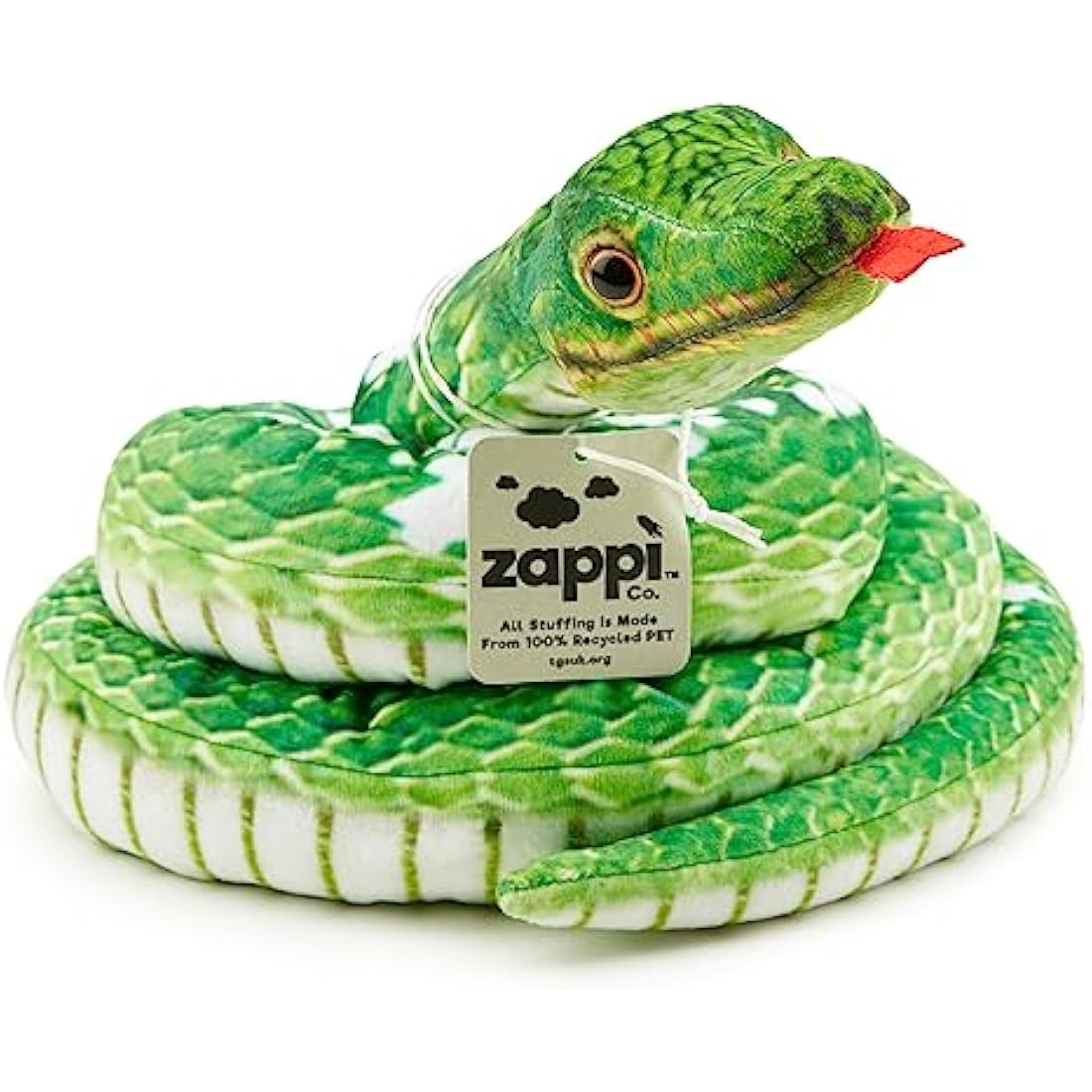 Zappi Co Green Tree Python Plush Snake Toy – Realistic 180cm Stuffed Animal