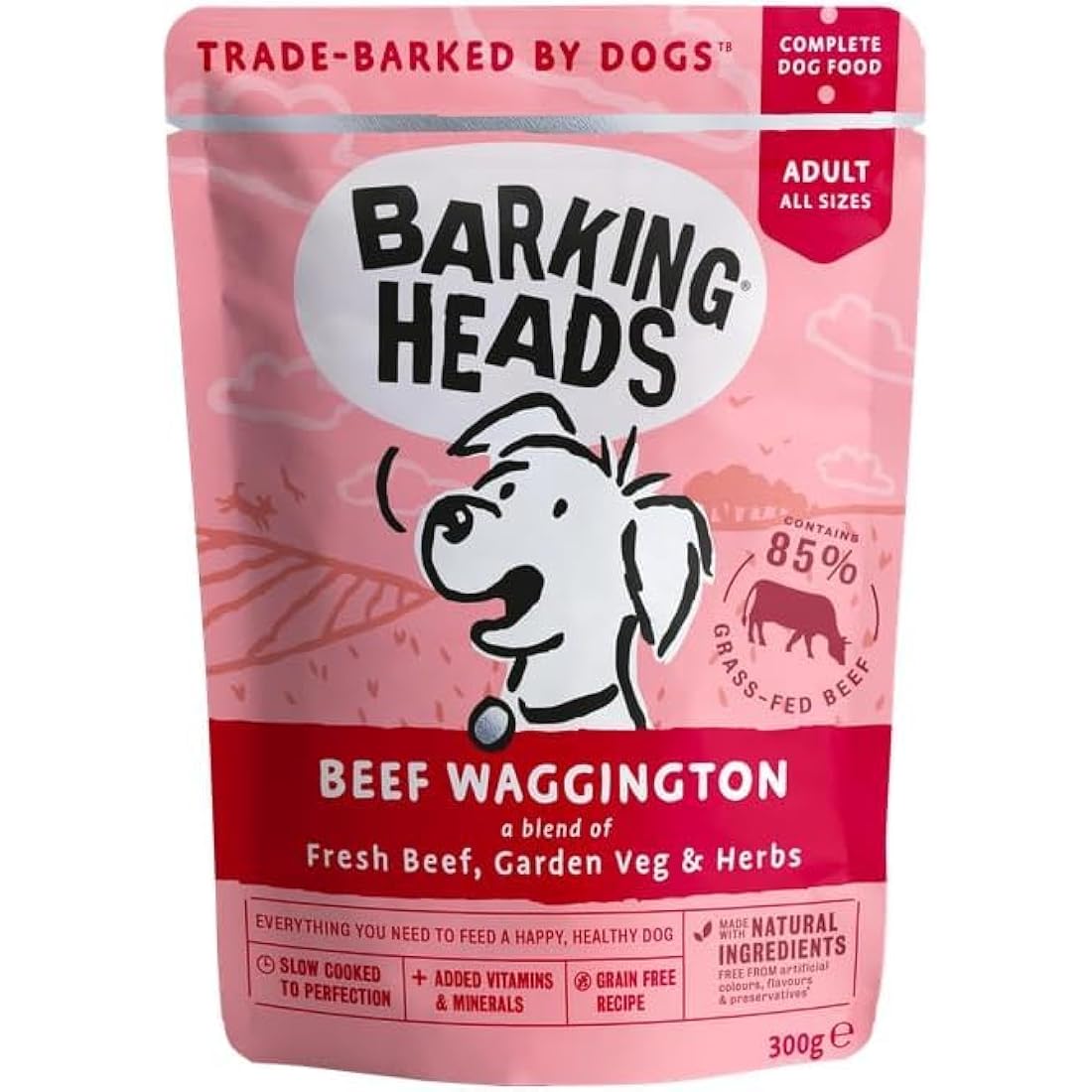 Barking Heads Beef Waggington Grain-Free Wet Dog Food - 10 x 300g