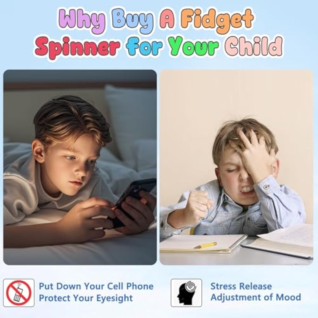 Aolcev Metal Fidget Spinner – Stainless Steel EDC Toy for ADHD, Blue