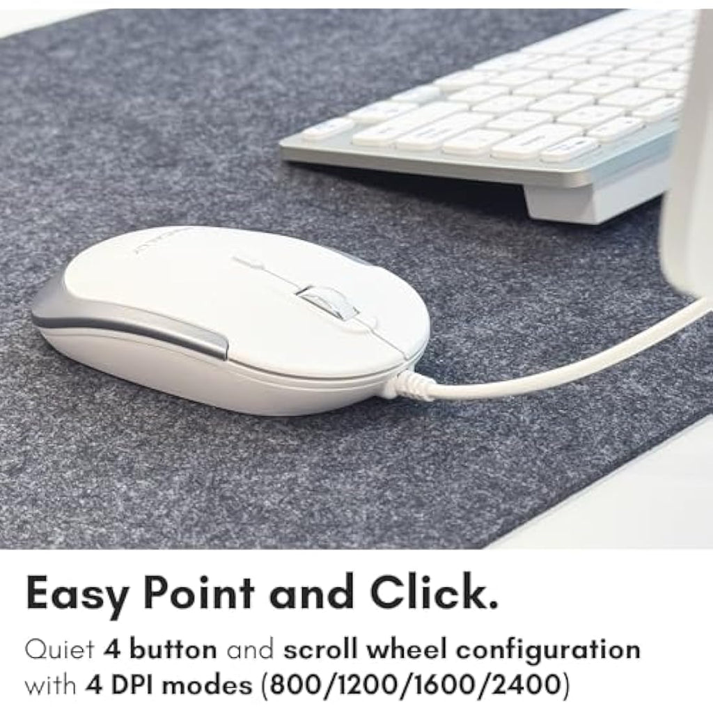 Macally Compact Wired Keyboard and Silent Mouse Combo for Mac & PC