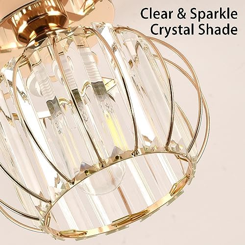ZYDTRIP Modern Crystal Ceiling Light – Rose Gold Semi Flush Mount (2 Pack)