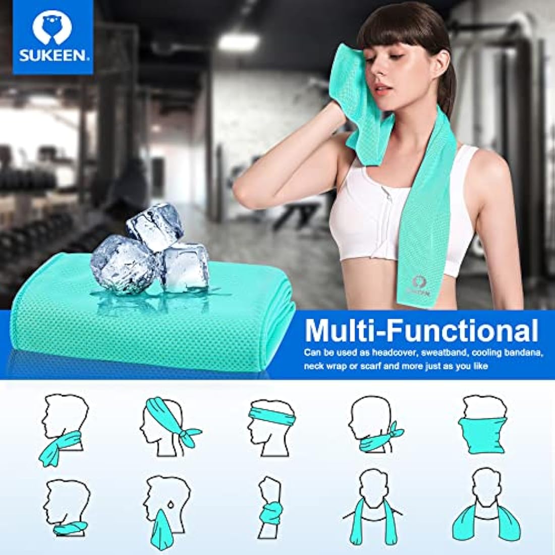 Sukeen Cooling Towel 20 Pack | Microfiber Ice Towels for Sports & Gym