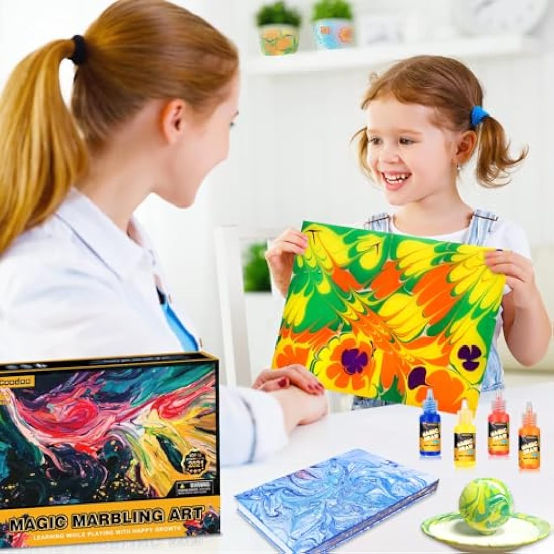 Water Marbling Paint Kit – 6 Color Arts and Crafts for Kids
