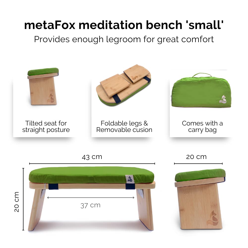 metaFox Foldable Bamboo Meditation Bench with Cushion and Bag