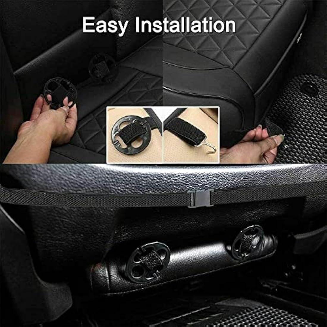 Universal Black PU Leather Car Seat Covers - Padded Cushions