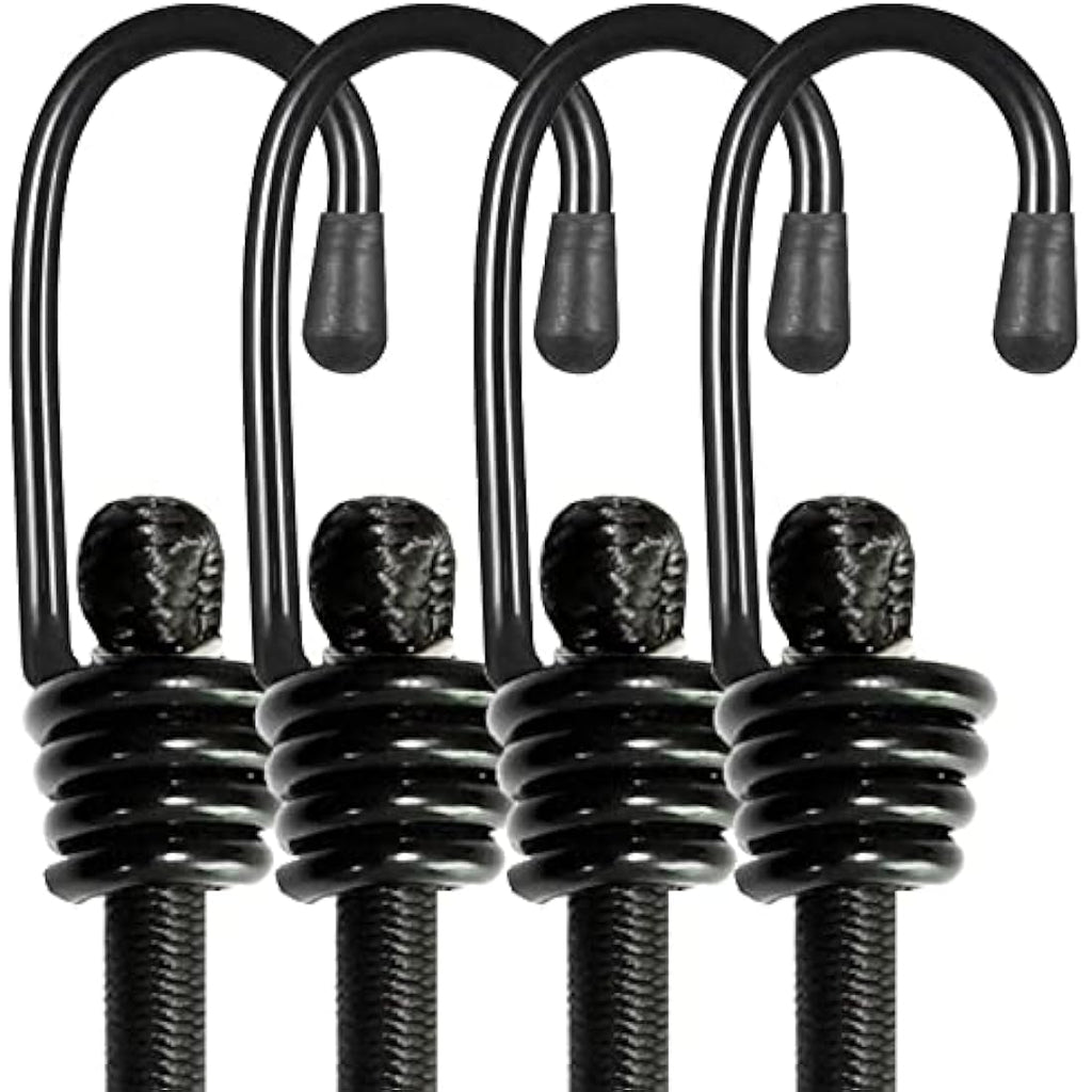BEXSLE Heavy Duty Bungee Cords with Hooks - 2m Latex Elastic Straps, 4Pk