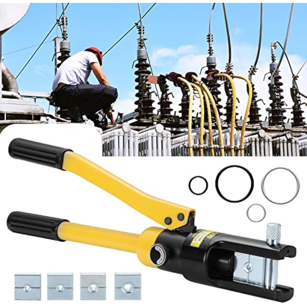 HSEAMALL 16-Ton Hydraulic Crimping Tool with 13 Dies, 8-300mm²