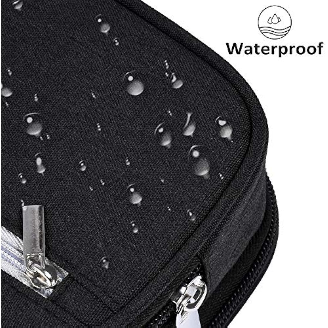 YONZONE Large Capacity Pencil Case | 3 Compartment Oxford Pen Pouch - Black