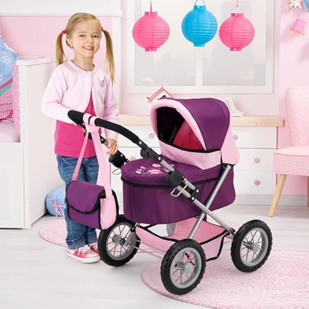Bayer Design Trendy Dolls Pram – Foldable Toy Stroller with Bag