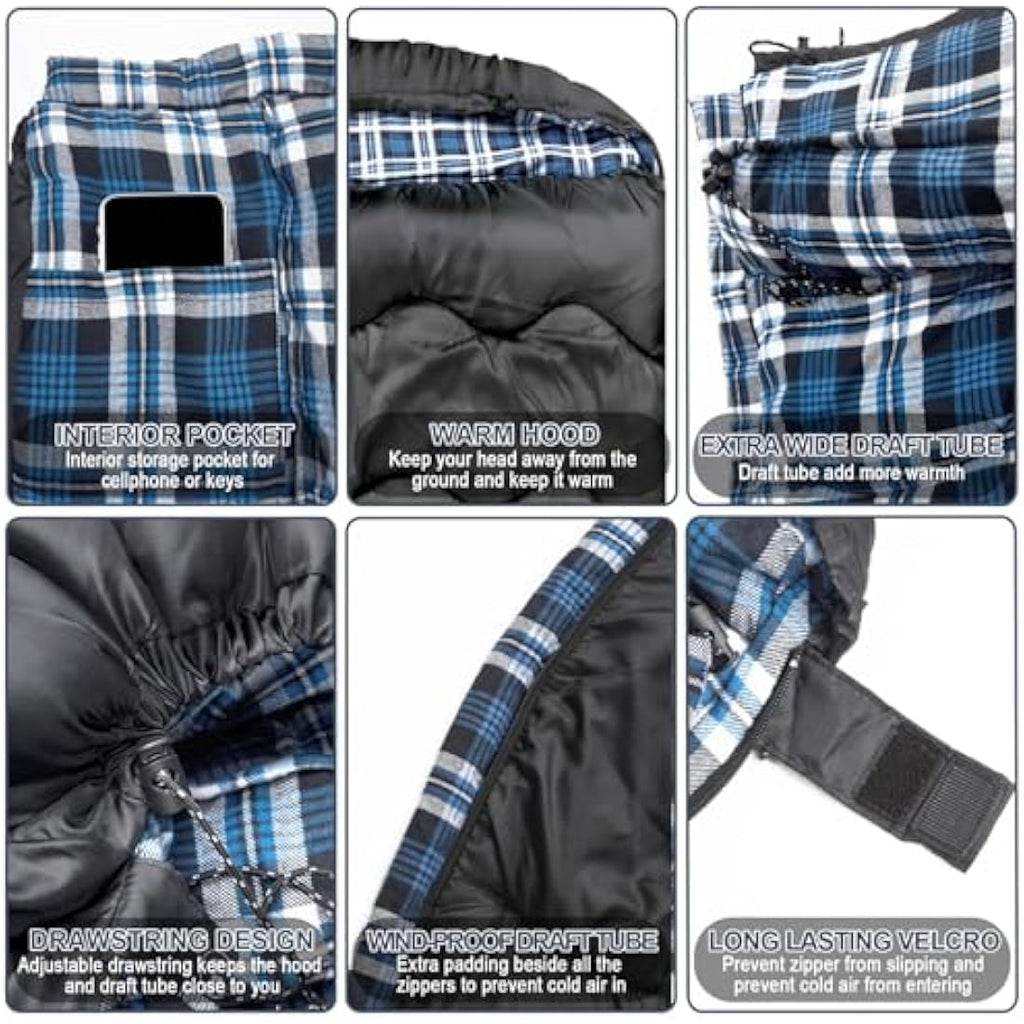 FORINBUY Double Sleeping Bag – Queen Size Winter Flannel 2 Person Bag