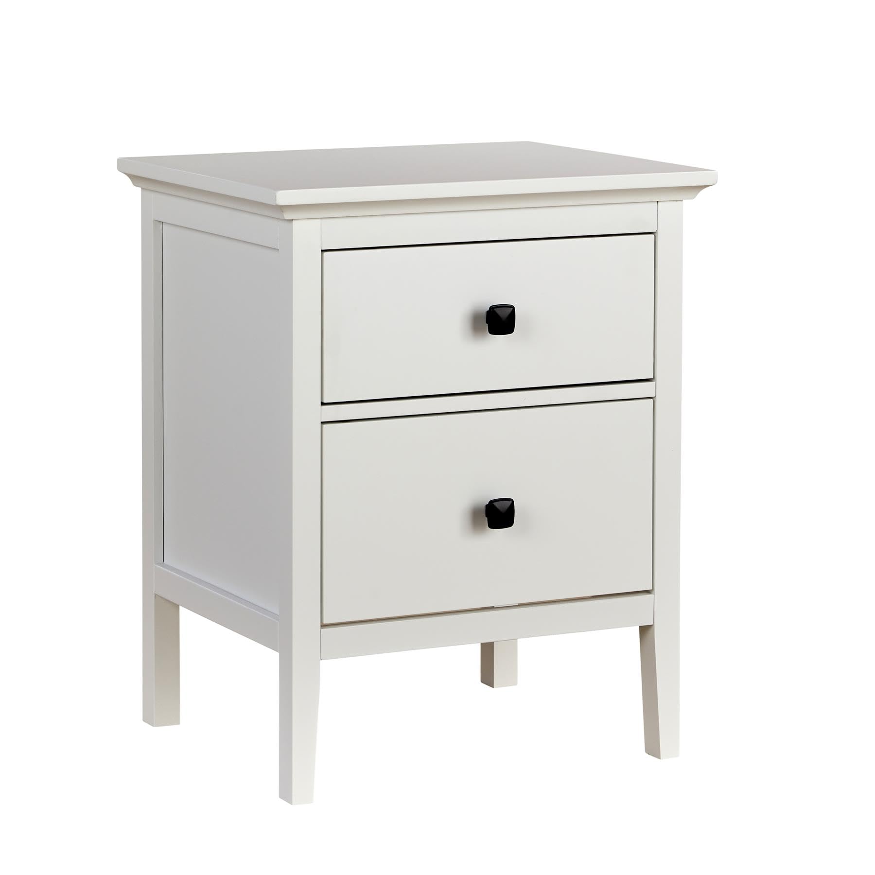 White 2 Drawer Bedside Table - Modern MDF Nightstand