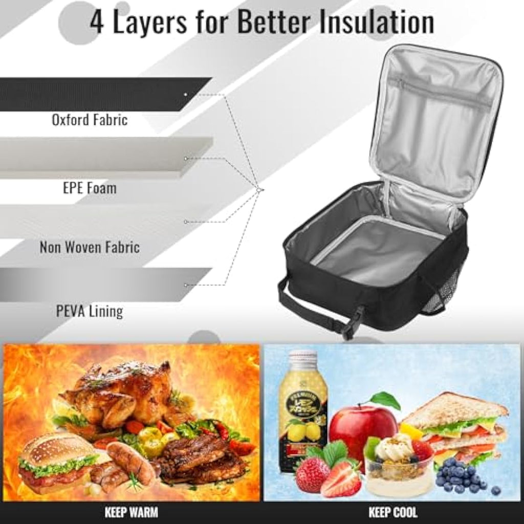 TIECHI Insulated Lunch Bag – Leakproof Thermal Cooler Box for Work & School