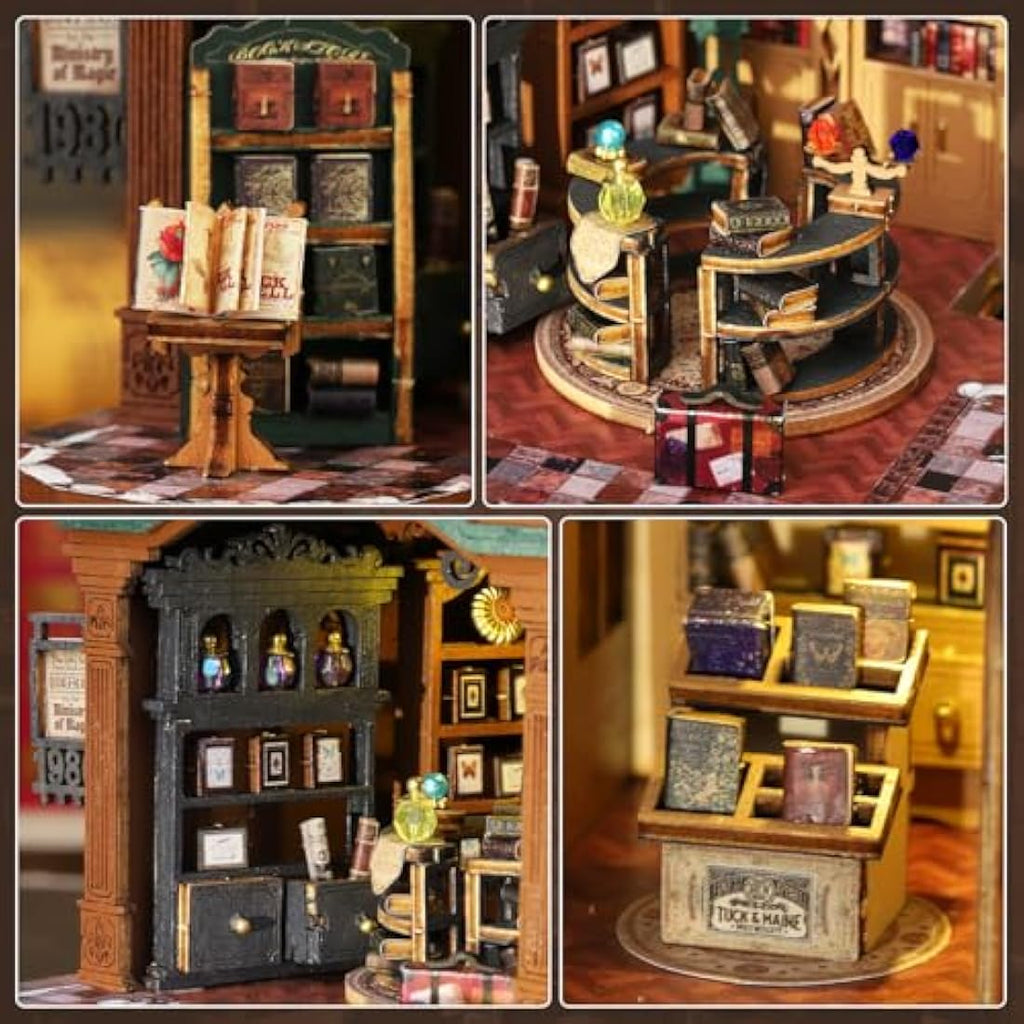 Mostop DIY Miniature Dollhouse Kit – Twilight Book City Wooden Model
