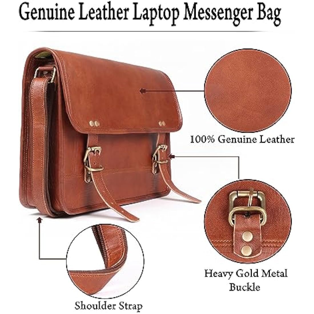 Full-Grain Leather Laptop Messenger Bag – 14 Inch Satchel