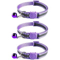Tafeiya Reflective Cat Collars - 3-Pack Quick Release Safety Buckle (Purple)