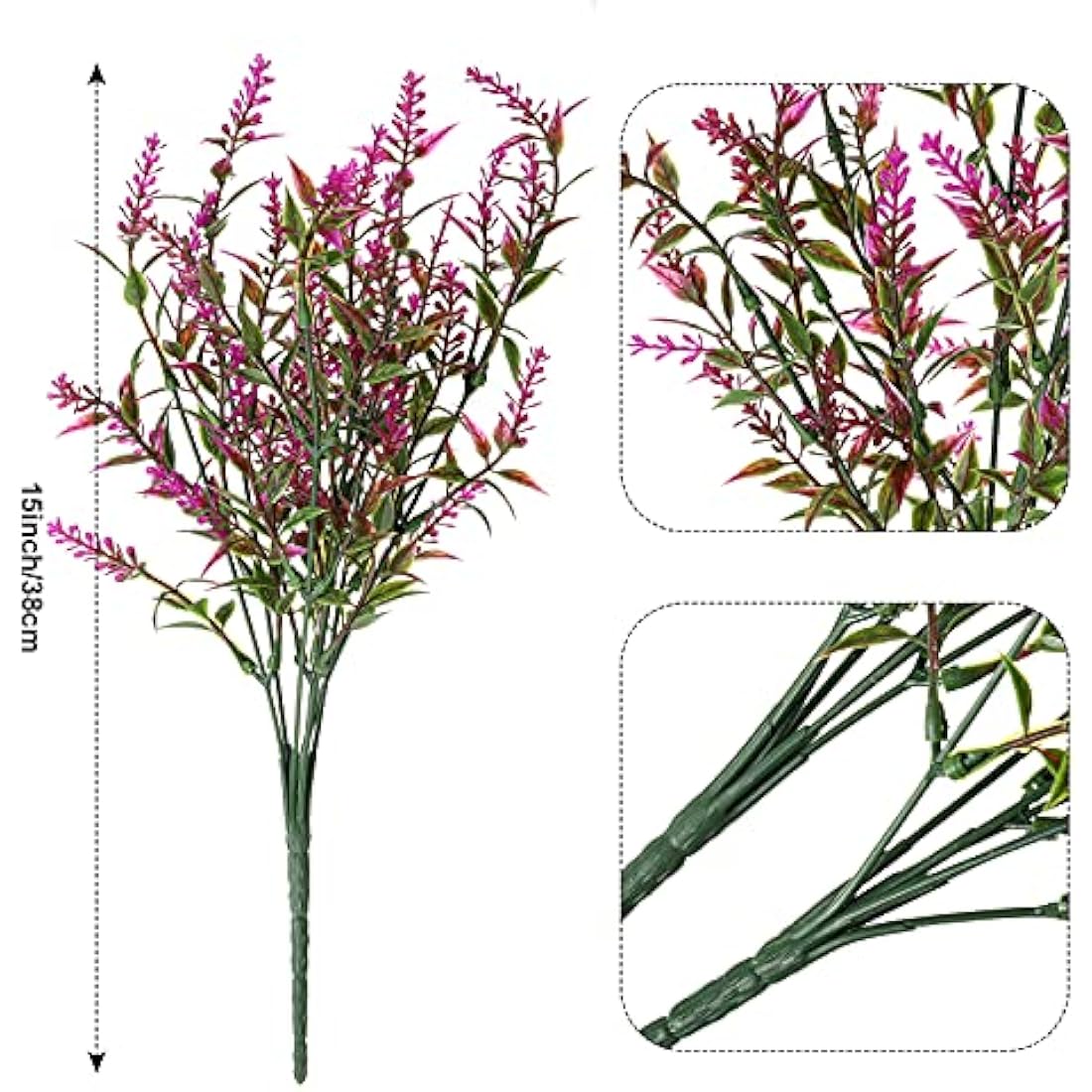 Xinnun 24 Bundles Artificial Flowers – UV Resistant Faux Lavender Plants