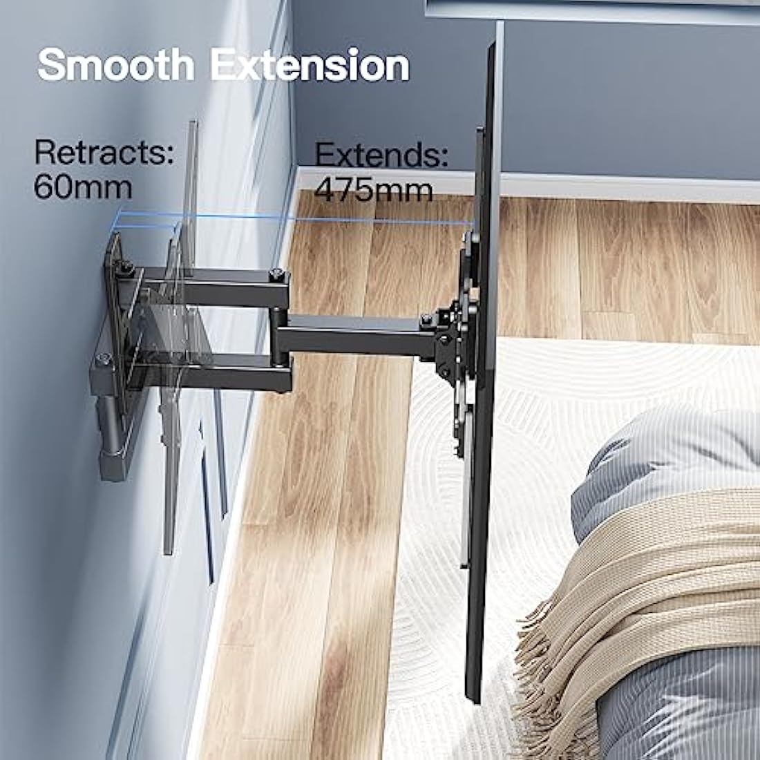 PERLESMITH TV Wall Mount | Swivel & Tilt Bracket for 26-60 Inch TVs