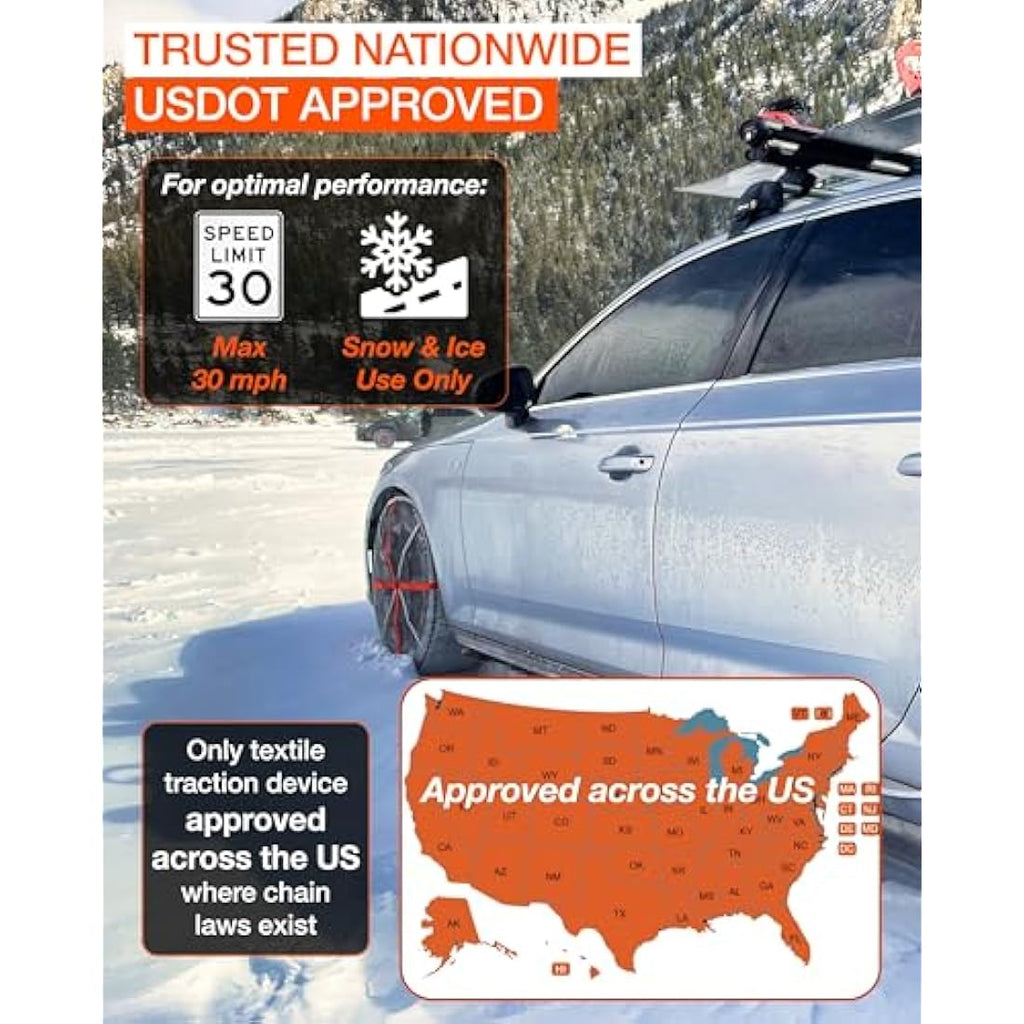 AutoSock HP 685E Textile Snow Socks – Winter Tire Traction Aid (1 Pair)