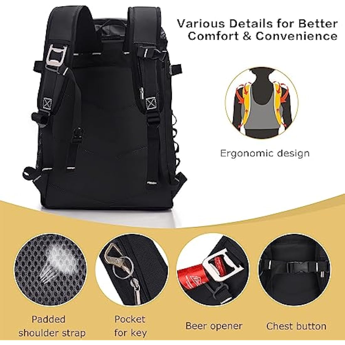 Upeelife 30L Insulated Cooler Backpack – Leakproof 42-Can Picnic Bag
