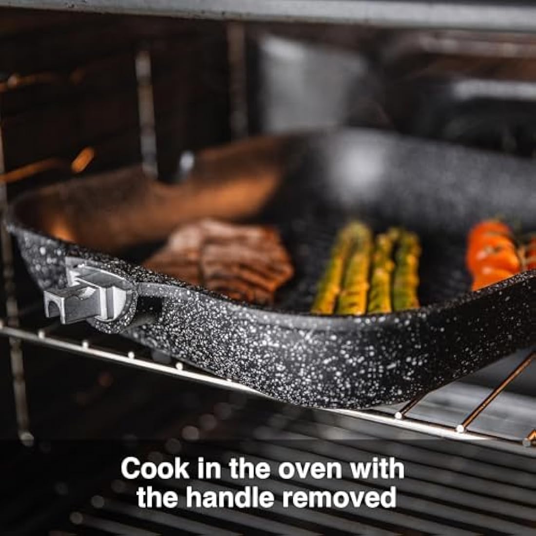 Pep Non-Stick Griddle Pan 29cm | Induction Grill with Removable Handle