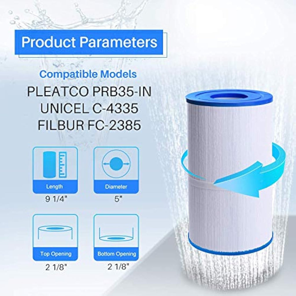 POOLPURE 35 sq.ft Spa Filter Replacement for Pleatco PRB35-IN | 2-Pack