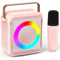 Ankuka Portable Karaoke Machine with Wireless Microphone & LED - Pink
