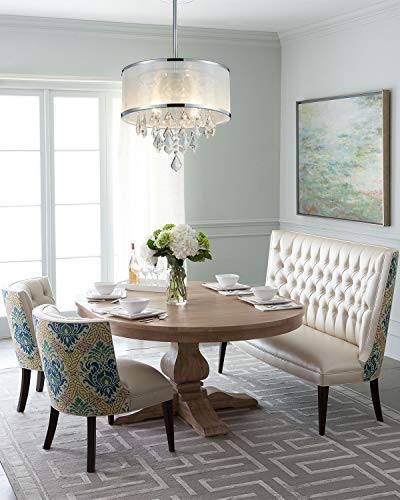 Bestier Modern Crystal Drum Chandelier – 4-Light Ceiling Pendant, 40cm