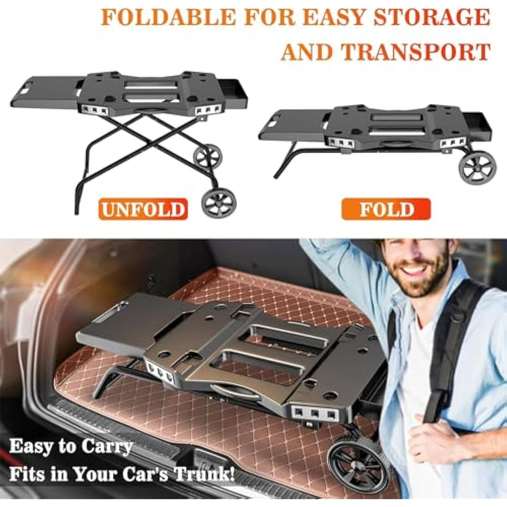Denmay Foldable Barbecue Trolley – Portable Grill Stand for Ninja Woodfire