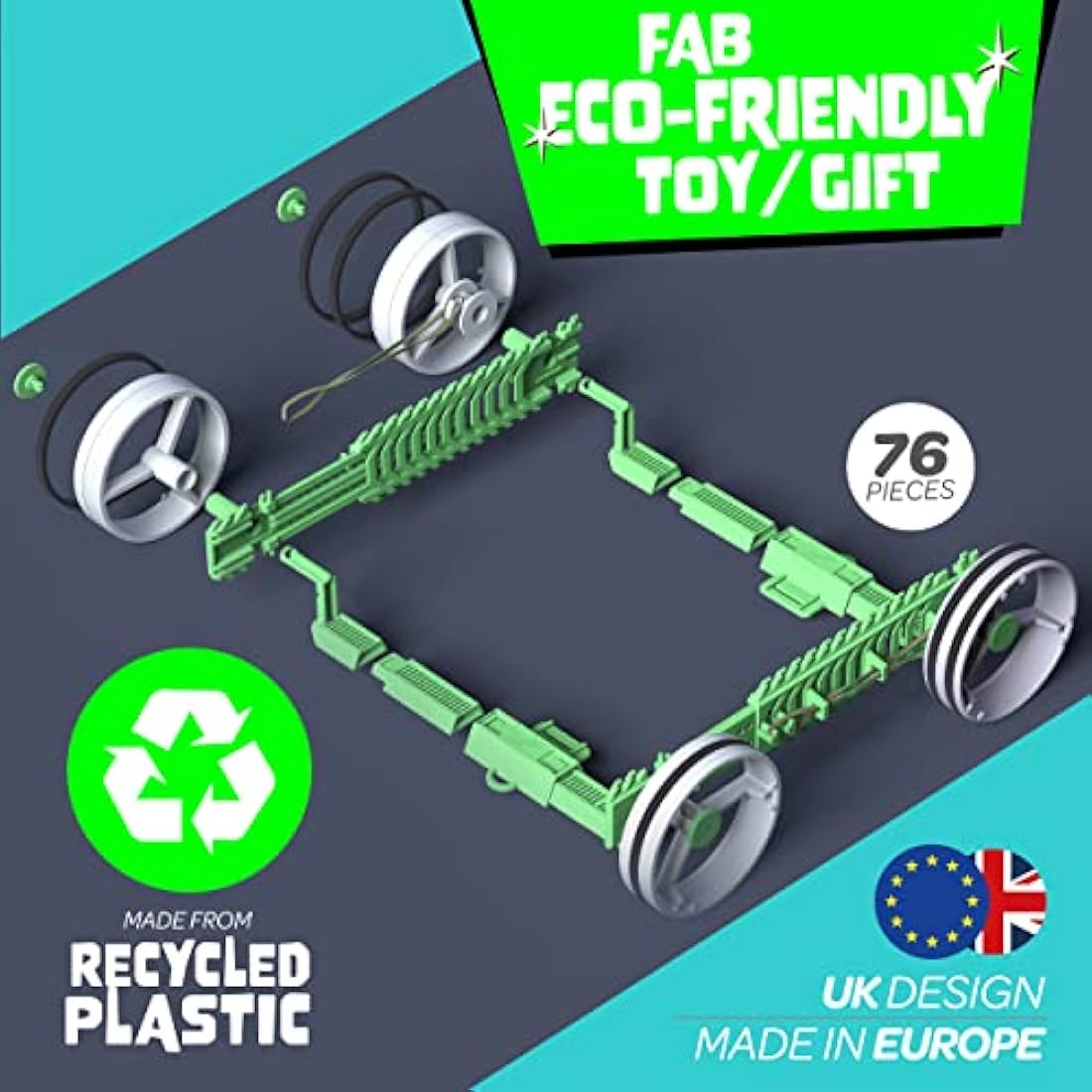 JUNKO Zoomer Toy Car Kit – Recycled STEM Building Set for Kids