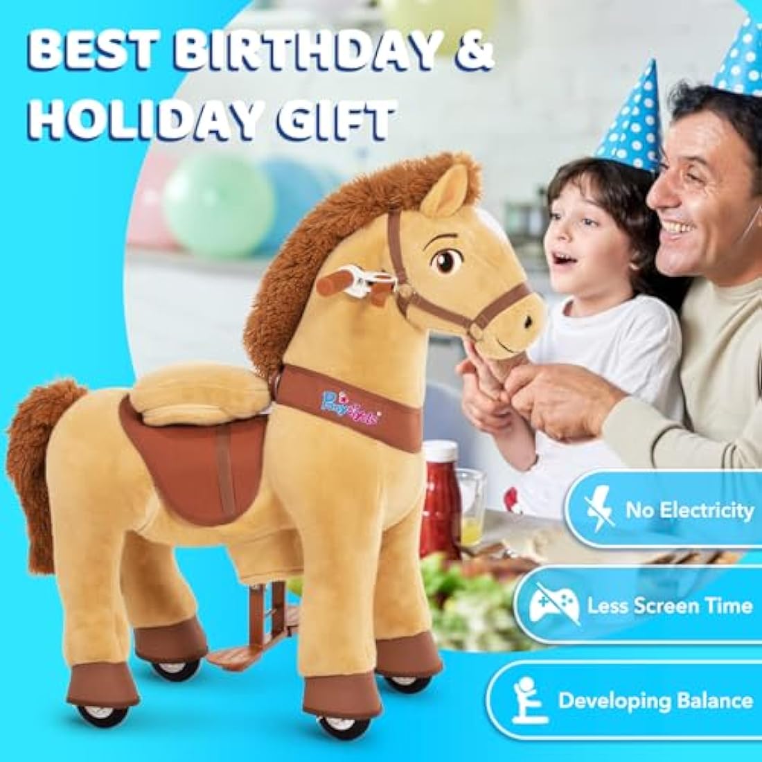 PonyCycle Essential Model E Ride-on Horse with Brake - Light Brown