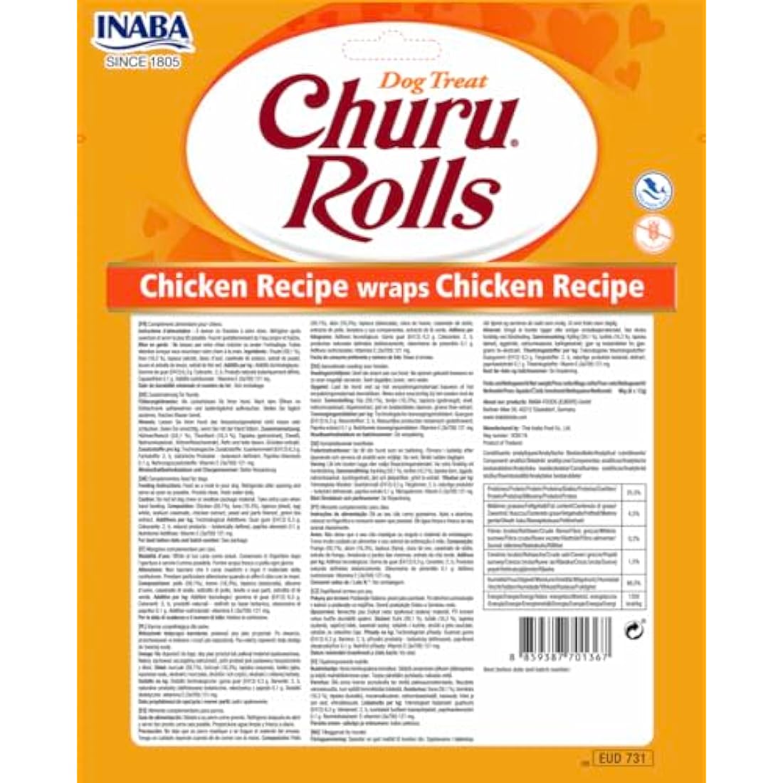 Inaba Churu Bites Chicken Dog Treats – Grain-Free Healthy Snacks (8 Pack)