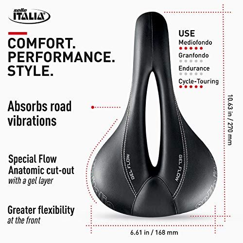 Selle Italia Donna Gel Flow Road Bike Saddle - Black Duro-Tek 168x270mm