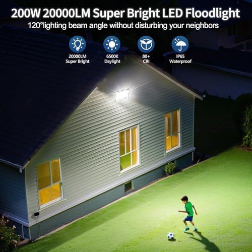 TASINUO 200W LED Floodlight Outdoor | 20000LM IP67 Waterproof Security Light