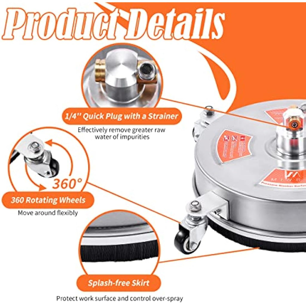 M MINGLE 14" Pressure Washer Surface Cleaner with Wheels – 4000 PSI