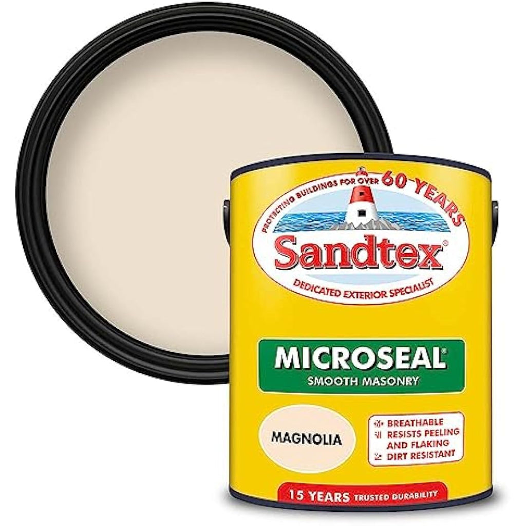 Sandtex Ultra Smooth Masonry Paint - 5L Magnolia Waterproof Exterior