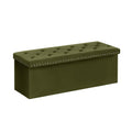 Bonlife Velvet Storage Ottoman, Folding Footstool Space-Saving Bench,110cm