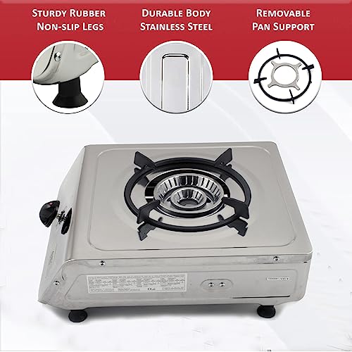 Jolof Store NJ-100SD Single Burner Portable LPG Gas Stove | Stainless Steel