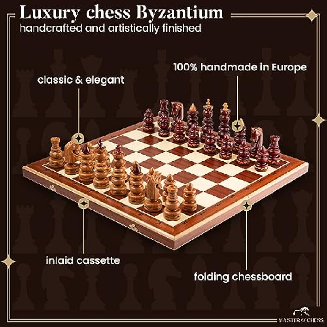 Byzantium Wooden Chess Set – Handcrafted Large 23in Board