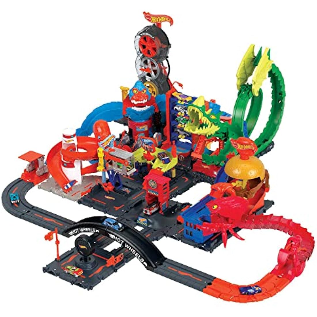 Hot Wheels Downtown Express Car Wash Playset with 1:64 Scale Vehicle