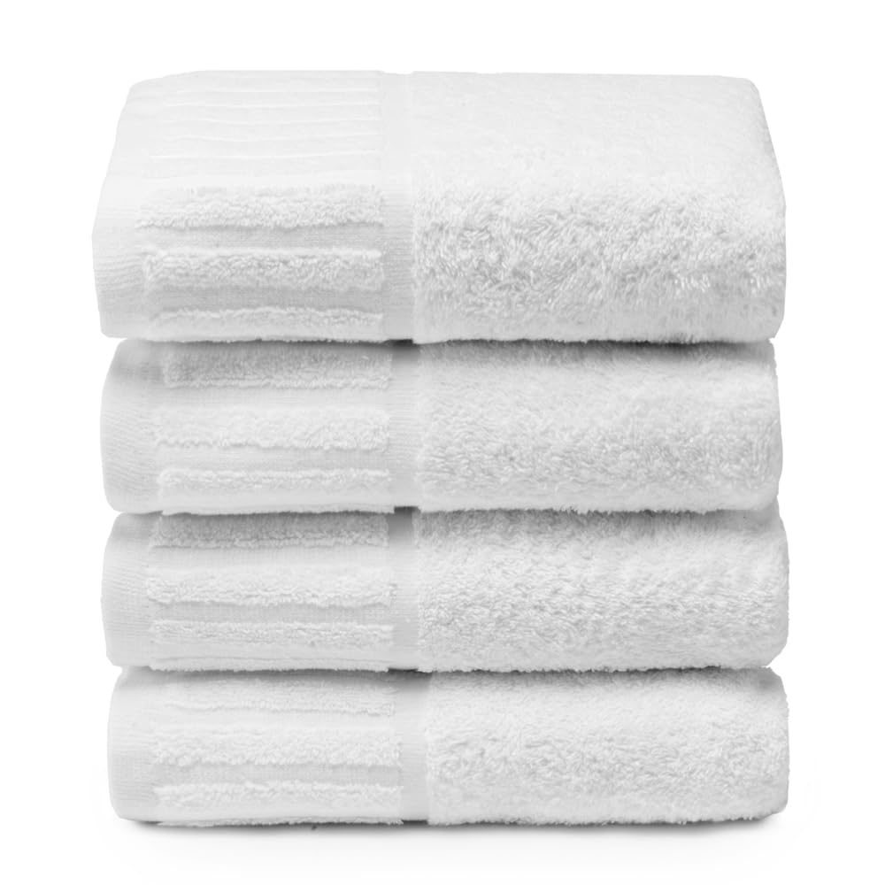 Egyptian Cotton Hand Towels – 4 Pack Hotel White 50x100cm
