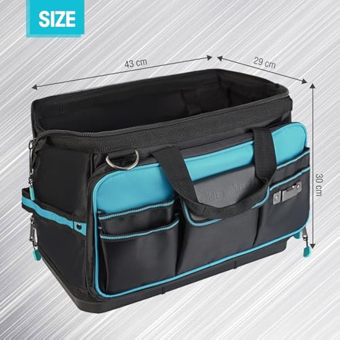 DURATECH 17-Inch Heavy Duty Tool Bag | 32 Pockets & Hard Base Organizer