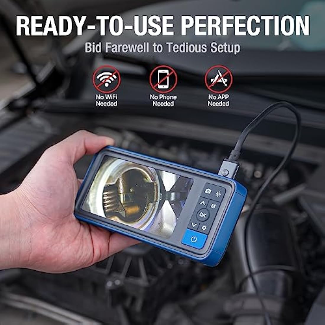 Teslong Dual Lens Endoscope: 4.5" Screen Borescope with 16.5ft Cable