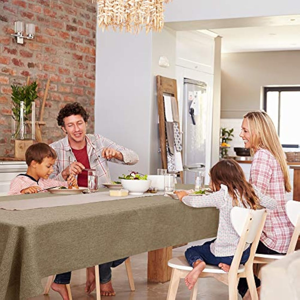 Deconovo Faux Linen Tablecloth | Water Resistant & Wipeable, 59x59in