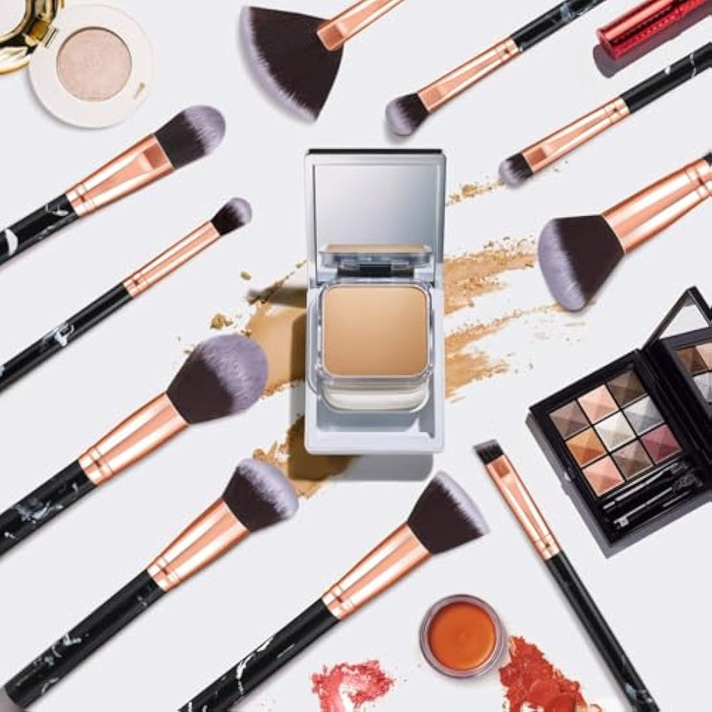 10-Piece Marble Makeup Brush Set | Synthetic Beauty Tools