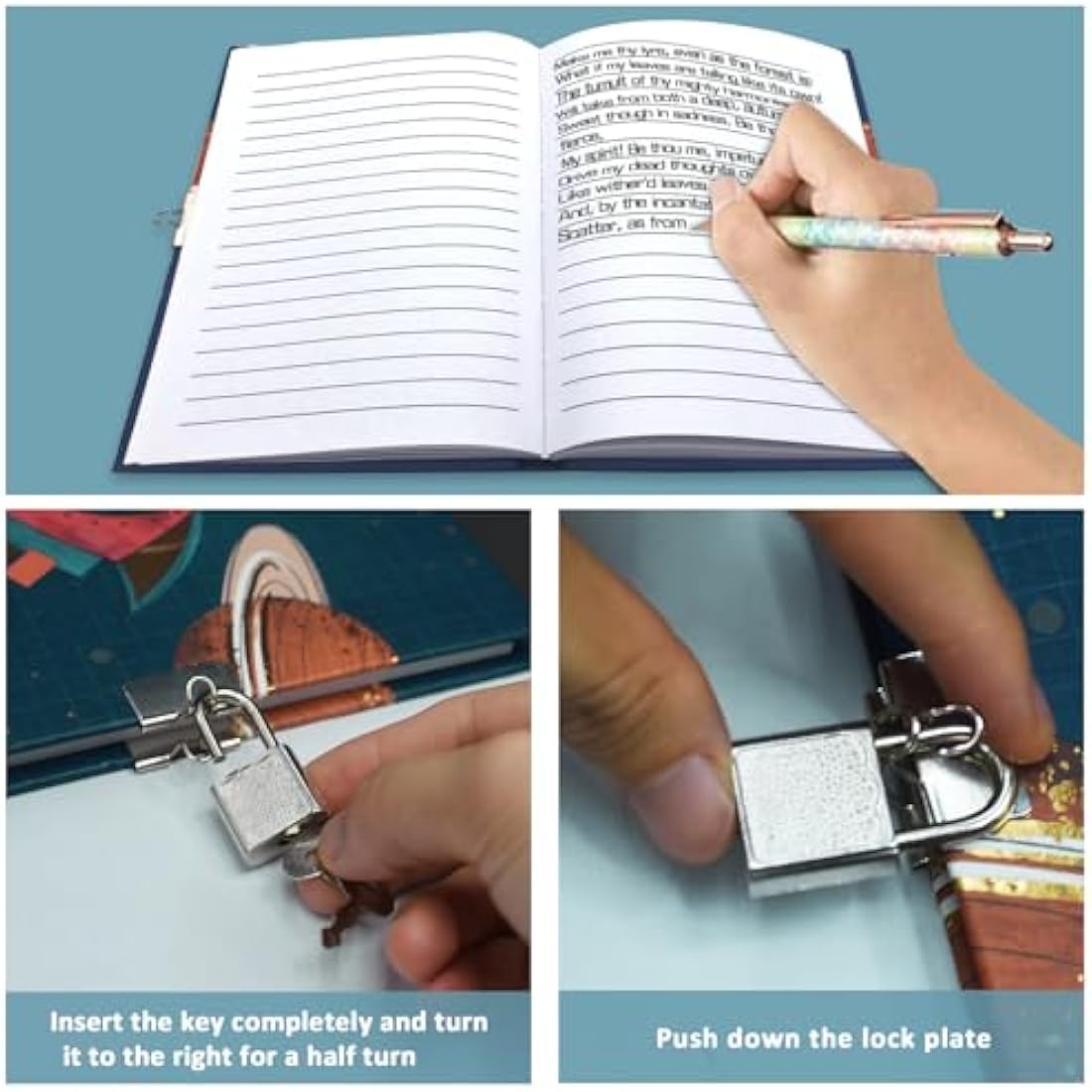 GINMLYDA Spacecraft Secret Diary with Lock for Boys | 160 Lined Pages