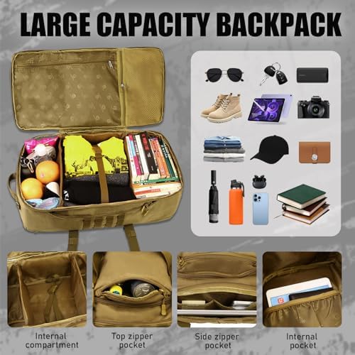 Protector Plus 60L Tactical Travel Backpack – Military MOLLE Duffel Bag