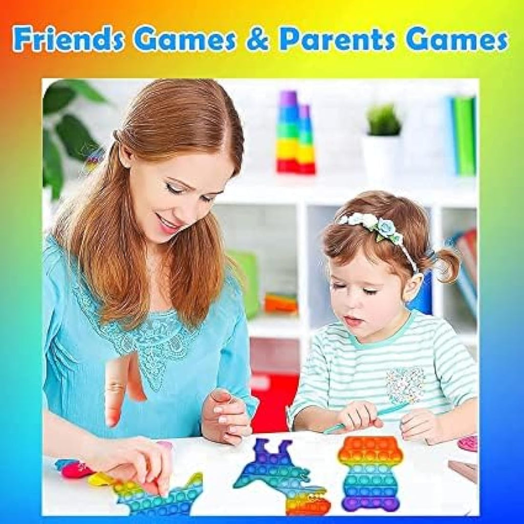 4pc Pop Bubble Fidget Toy Set – Silicone Sensory Poppets