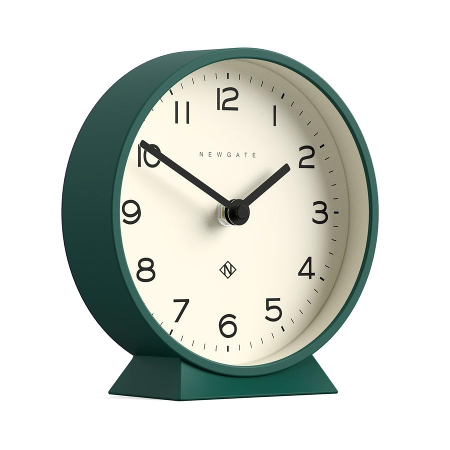 Newgate M Mantel Silent Sweep Clock | Minimalist Desk Clock - Eden Green