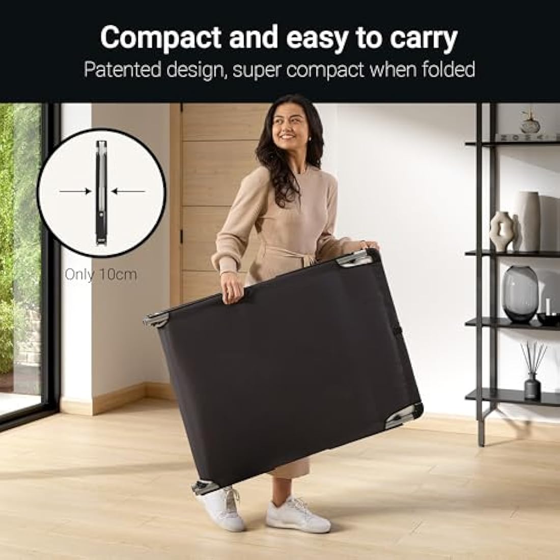 Jay-Be Single Folding Bed with Comfort E-Fibre Mattress | Black